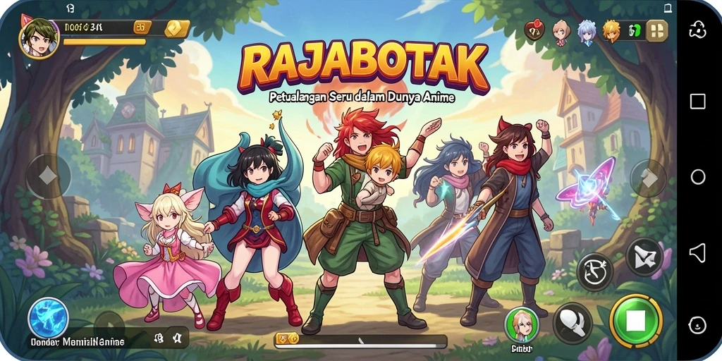 Screenshot gameplay RAJABOTAK yang menunjukkan aksi seru dalam dunia Anime.