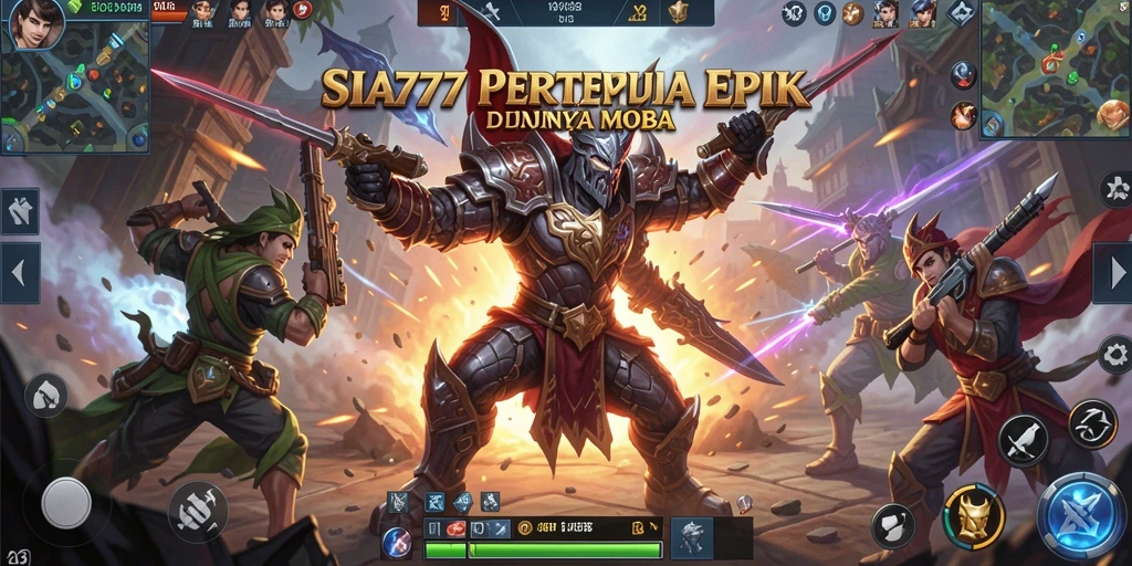Tampilan gameplay SIA777 yang menegangkan dalam pertempuran MOBA.