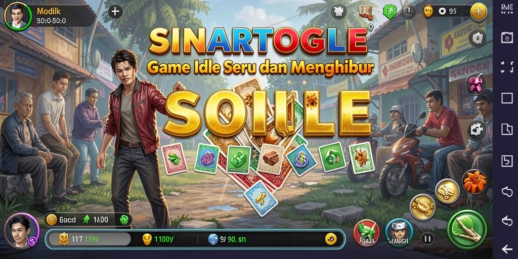 Tampilan gameplay SINARTOGEL dengan karakter dan sumber daya yang otomatis.